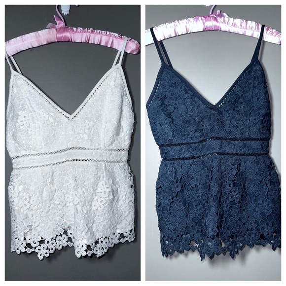 Abercrombie & Fitch Tops - Abercrombie Lace Cami Bundle White & Navy XS NWT Coquette Y2K Fairycore